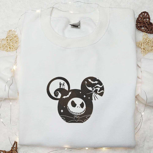 The Nightmare Before Christmas Jack Sallly Skeleton x Mickey Embroidered Shirt Disney Halloween Embroidered Shirt Best Halloween Gifts for Family
