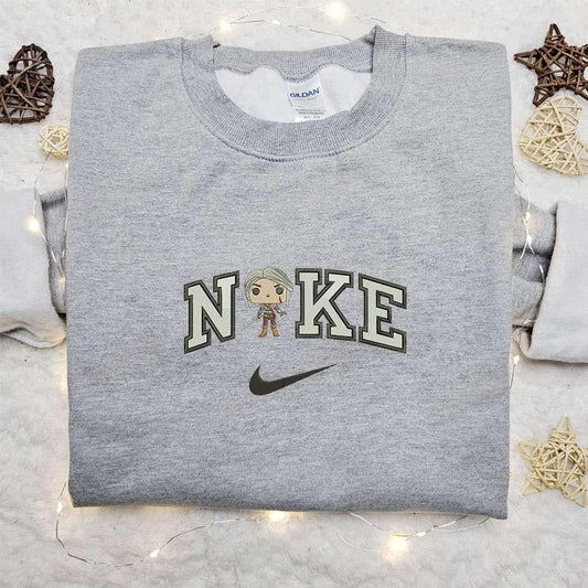 The Witcher Chibi x Nike Swoosh Embroidered Shirt Nike Inspired Embroidered Hoodie Best Gifts For Family