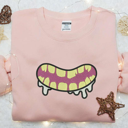 Zombie Mouth Embroidered Sweatshirt Halloween Embroidered Hoodie Best Halloween Gift Ideas