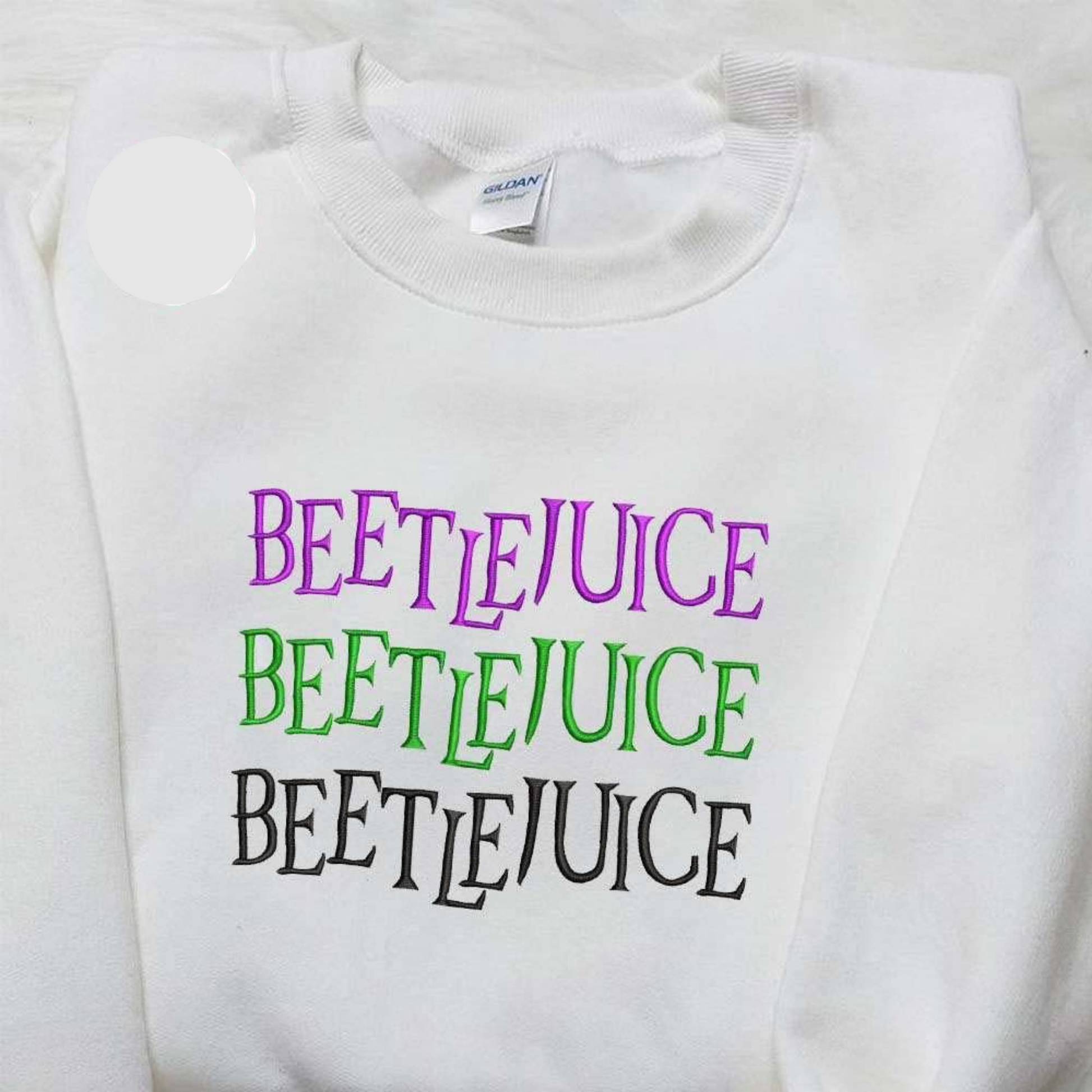 Beetlejuice Name Triple Line Halloween Embroidered Shirt