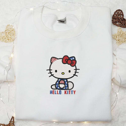 The 4th Of July Hello Kitty Embroidered Shirt National Day Gifts