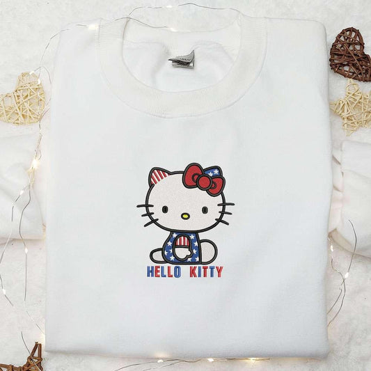 The 4th Of July Hello Kitty Embroidered Shirt National Day Gifts