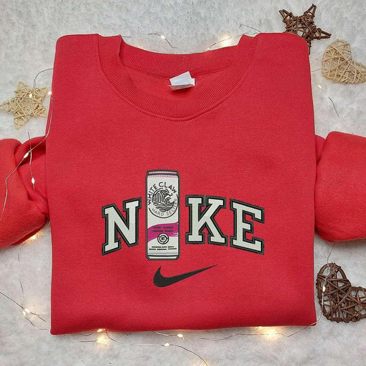 White Claw Bottle x Nike Embroidered Hoodie Favorite Dringk Embroidered Shirt Nike Inspired Embroidered Shirt