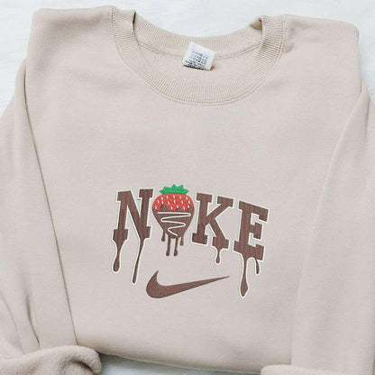 Strawberry Chocolate x Nike Embroidered Shirt Favorite Foods And Drinks Embroidered Hoodie Best Gifts For Family