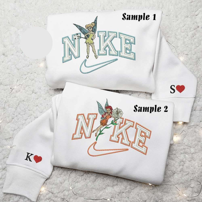 Tinkerbell And Rosetta Fairy From Peter Pan Disney Characters Embroidered Couples Shirts