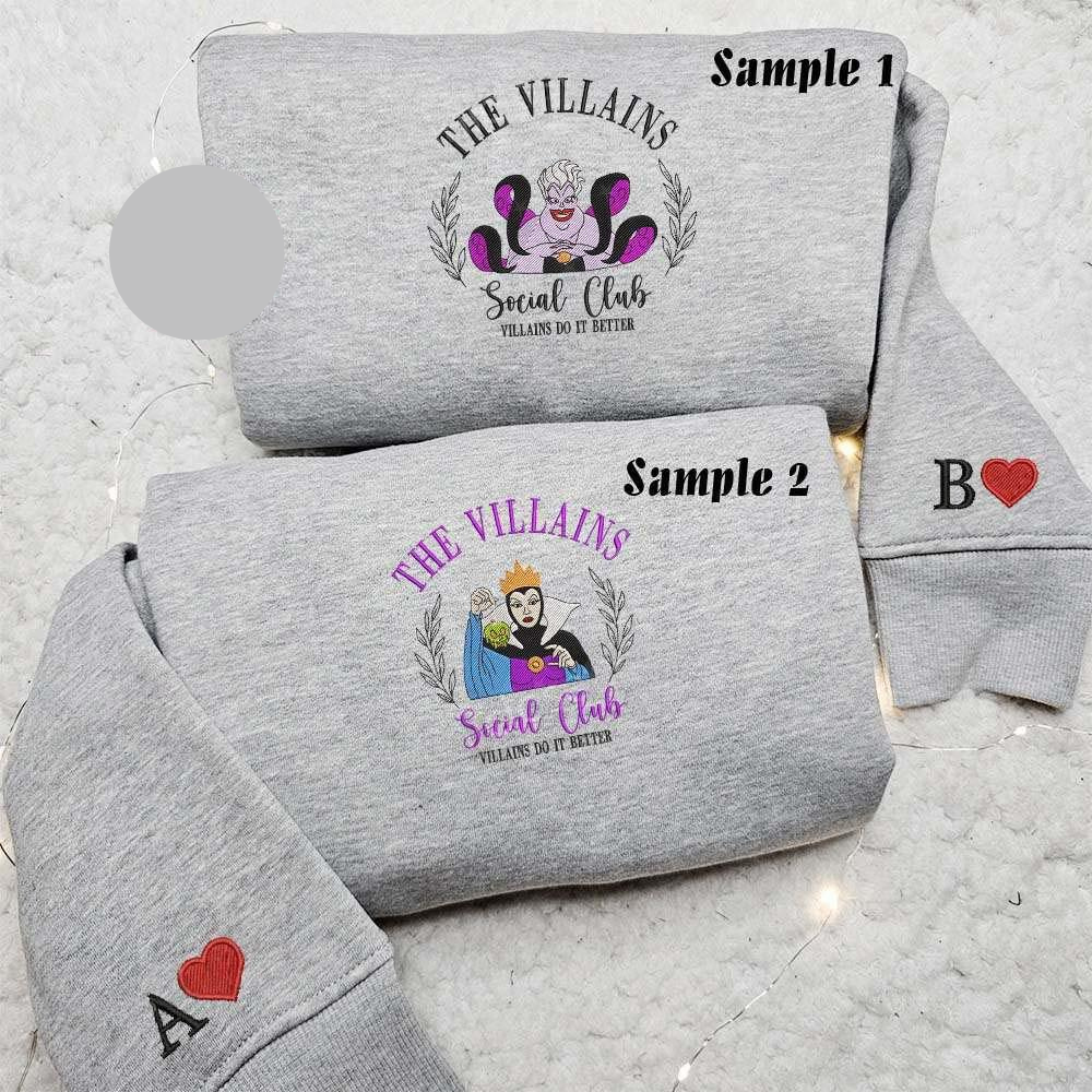 Ursula And Evil Queen Disney Villains Social Club Embroidered Couples Shirts
